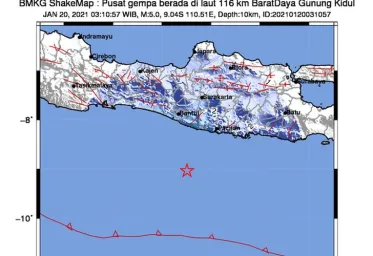 Gempa Dengan Skala M 50 Guncang Gunungkidul dan Pacitan